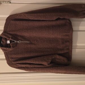 REEBOK BRAND WOMEN'S BROWN COZY 3/4 ZIP SWEATSHIRT SIZE XL